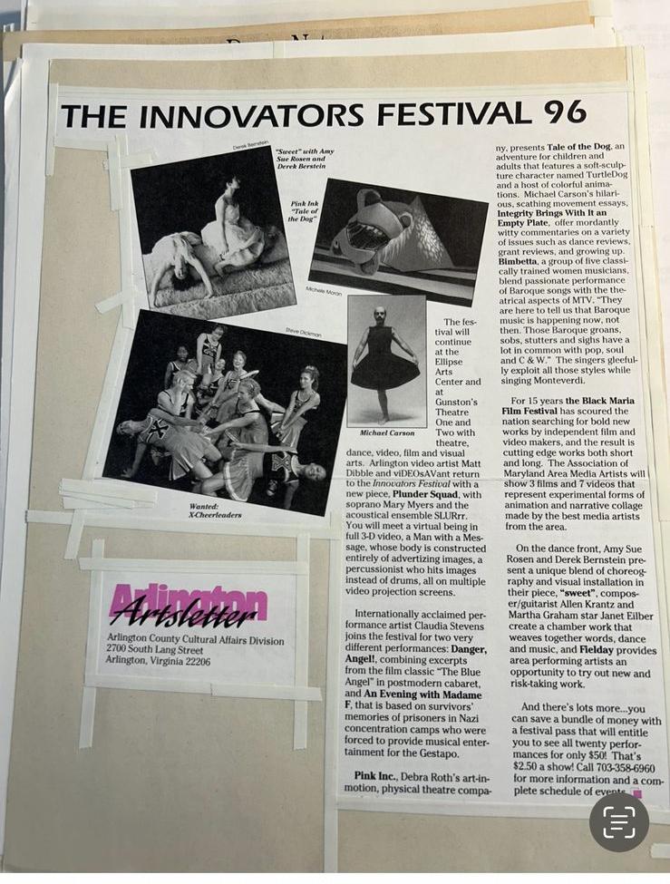 Arlington Artsletter page for The Innovators Festival 96
